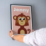 Personalised Kids Cheeky Monkey Poster, thumbnail 2 of 6