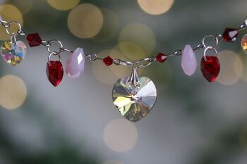 Heart Charm Mini Garland – Red And Pink Crystal Decoration, 5 of 9