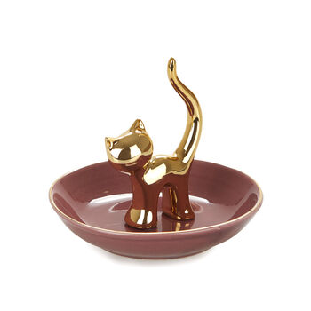 Personalised Cat Jewellery Dish Red And Gold, 3 of 6