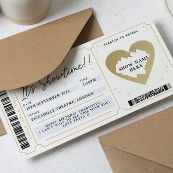 Theatre Ticket Heart Scratch Reveal Gift Voucher, 2 of 4