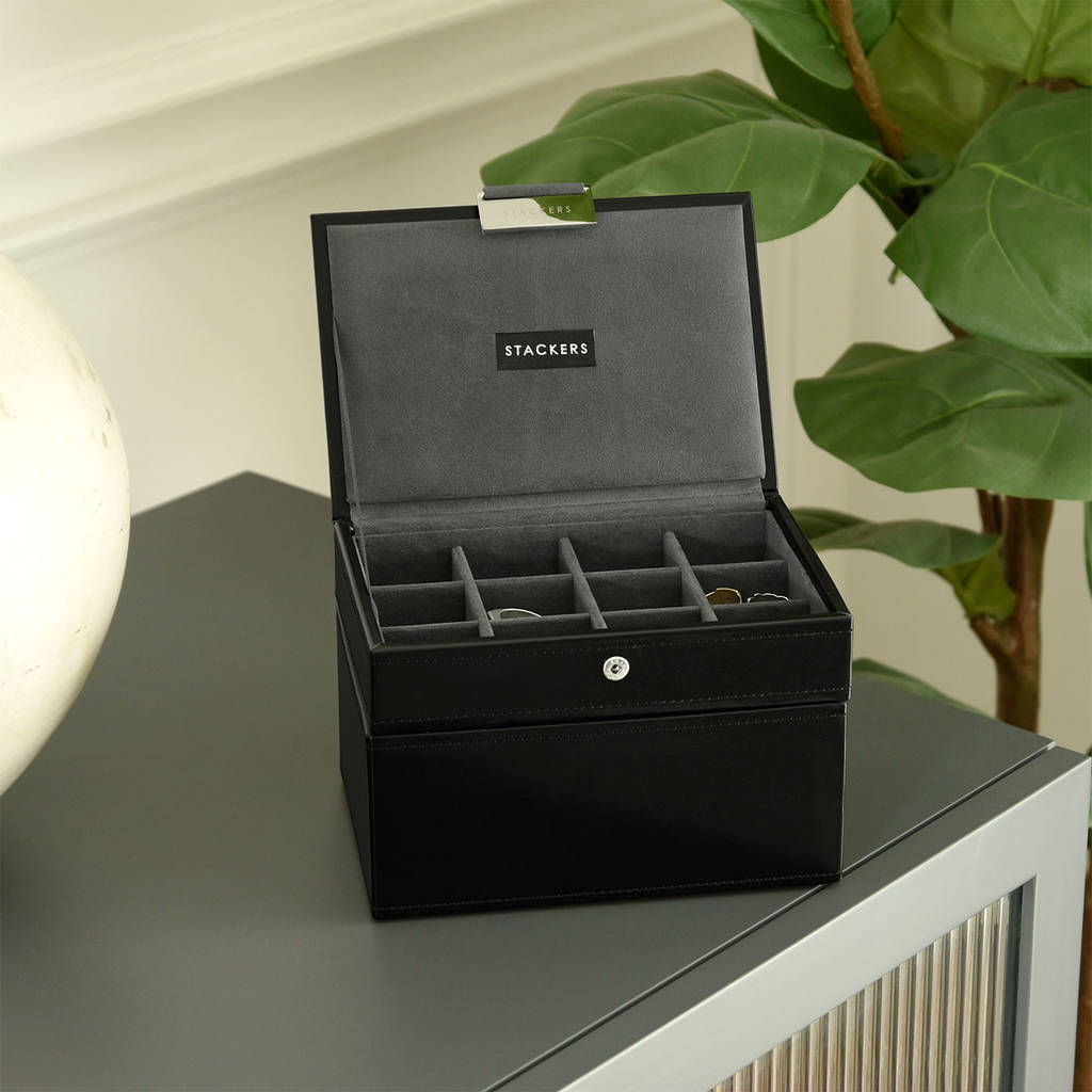 Mens Black Cufflink And Watch Box By Stackers