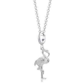 Sterling Silver Flamingo Charm Necklace, 2 of 5
