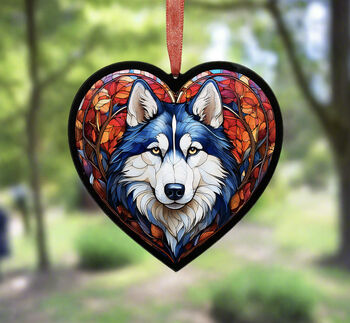 Husky Stained Glass Effect Heart Suncatcher, 5 of 5