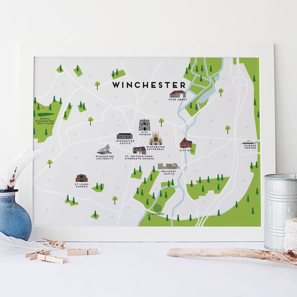 Map Of Winchester Print By Pepper Pot Studios