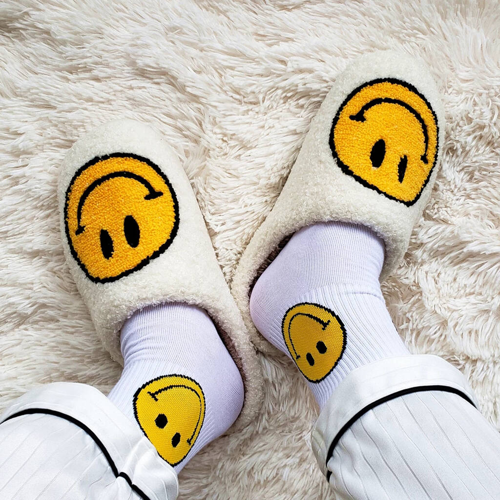 Retro Smiley Face Slippers, 1 of 10