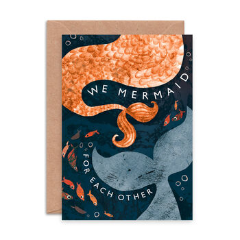 'Mermaid For Each Other' Greetings Card, 2 of 2