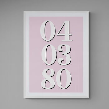 Personalised Custom Special Date Pink Wall Art, 4 of 7
