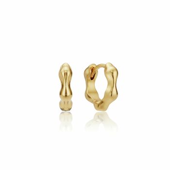 Gold Or Silver Molten Huggie Hoop Earrings, 2 of 9