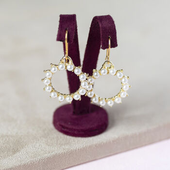Gold Plated Pearl Sunburst Earrings, 2 of 6