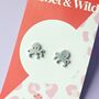 Octopus Stud Earrings In Stainless Steel, thumbnail 2 of 3