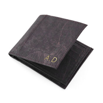 Personalised Dark Brown Vegan Leather Cork Wallet, 8 of 9