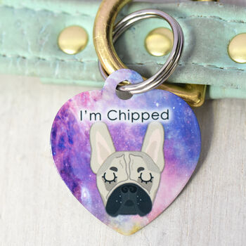 Personalised Dog ID Tag Pastel Universe Heart, 2 of 12