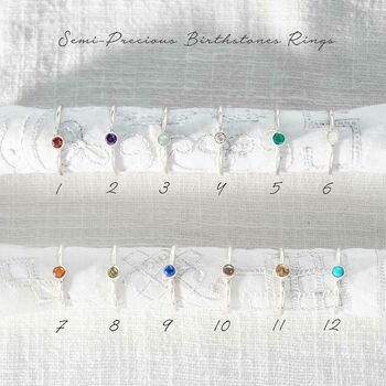Stacking Semi Precious Birthstone Sterling Silver Ring, 6 of 7