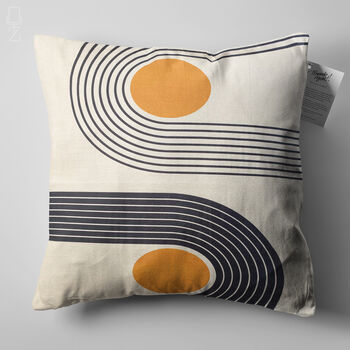 Orange And Black Geometric Abstract Cushion Cover, 5 of 7