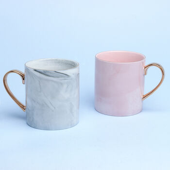 Marble Effect Coffee Mugs In Pink Or Grey Finish, 2 of 5