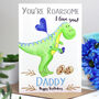 Personalised Dinosaur 'Love You' Blue Birthday Card, thumbnail 1 of 6