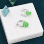 Sterling Silver Green Jade Donut Huggie Hoop Earrings, thumbnail 4 of 12