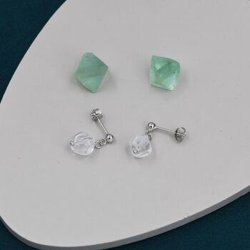 Natural Clear Quartz Dangle Drop Earrings, 5 of 10