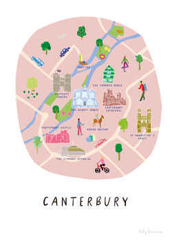 Map Of Canterbury, Kent Illustrated Art Print, 3 of 3