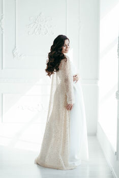 Silver Sequined Kimono | Sparkly Wedding Dress Cover, 9 of 12