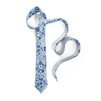 Ditsy Blue Silk Tie For Men, Pocket Square, Cufflinks, 3 of 8