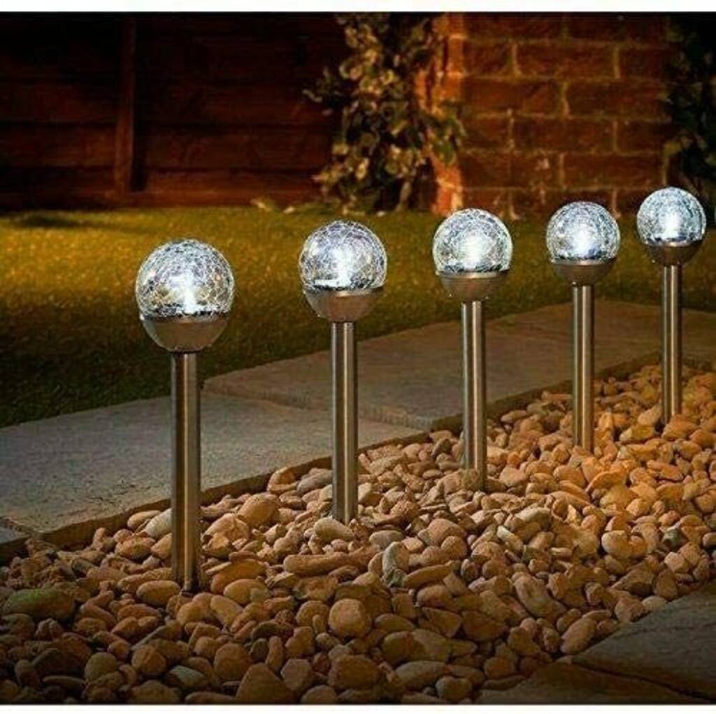 Crackle Globe Outdoor Solar Stake Lights Threesix Pack By Air Armor