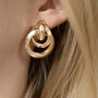 Gold Colour Multi Linked Interlock Hoop Earrings, thumbnail 2 of 6