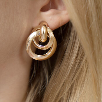 Gold Colour Multi Linked Interlock Hoop Earrings, 2 of 6