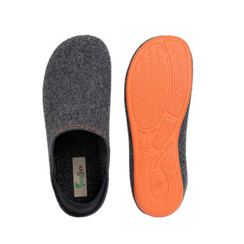 Snugtoes Men's Recycled Polyester Felt Slip On Slippers Grey And Orange, 3 of 5