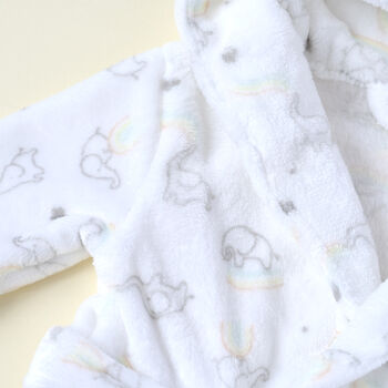 Personalised Plush Baby Dressing Gown With Elephants, 3 of 5