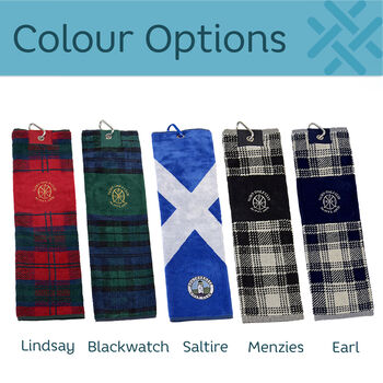 Personalised Tartan Golf Towel And Ball Marker Set, 2 of 8