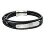 Personalised Mens Black Leather Bracelet With Steel Bar, thumbnail 3 of 11