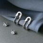 Sterling Silver Safety Pin Hug Studs, thumbnail 1 of 6