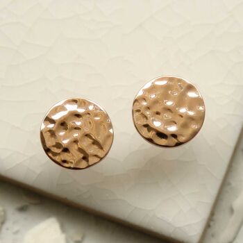 Sterling Silver Hammered Disc Studs, 10 of 11