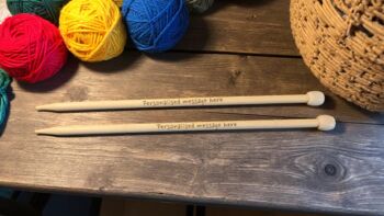Personalised Bamboo Knitting Needles Two Pack Engraved, 4 of 8