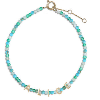 Personalised Beaded Necklace With Solid 9k Gold Initials, 2 of 5