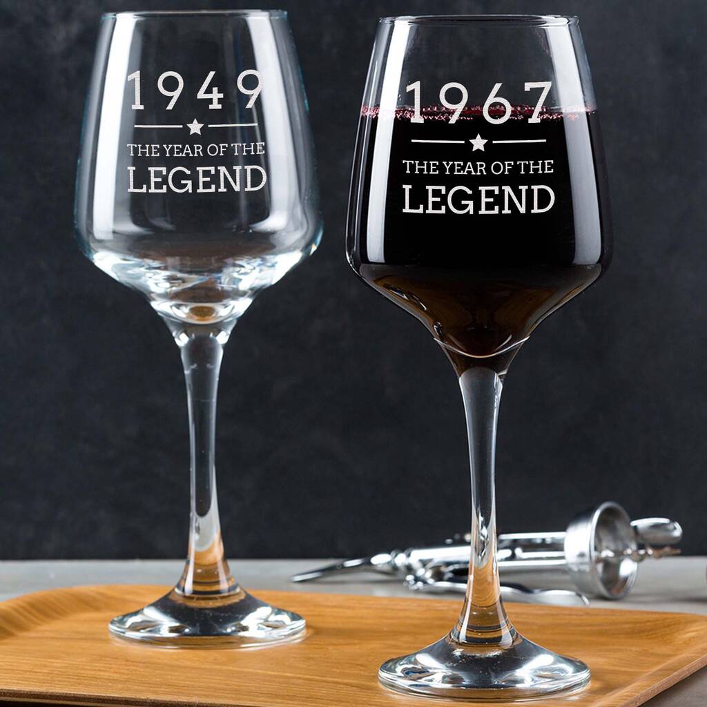 Personalised Engraved Legend Wine Glass Mens Birthday Gifts, 1 of 4