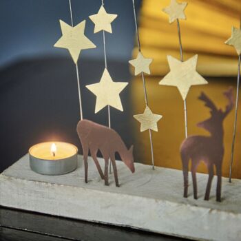 Personalised Painted Wood Tea Light Holder With Stars, 2 of 4