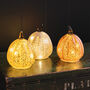 Set Of Three Autumnal Light Up LED Glass Pumpkins, thumbnail 3 of 6
