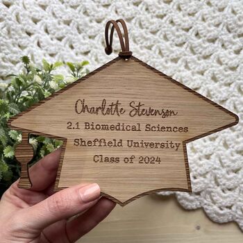 Personalised Wooden Graduation Cap Sign Gift, 8 of 9