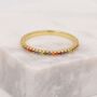 Sterling Silver Skinny Rainbow Crystal Pave Ring, thumbnail 2 of 12