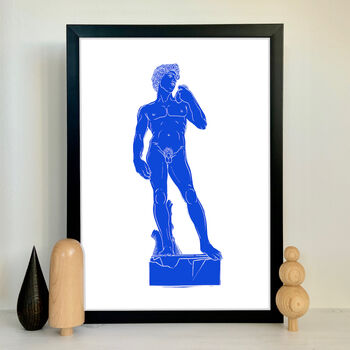 David Statue Blue Linocut Print, 2 of 5