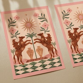 ‘Rise Be Wild’ Celestial Horse Floral Art Print Western Rodeo Cowgirl Sun Poster, 2 of 3