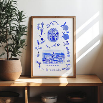 Scenes Of Granada, Spain Blue Tile Inspired Travel Print, 7 of 12