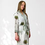 Palm Tree Print Cotton Dressing Gown Kimono, thumbnail 2 of 9