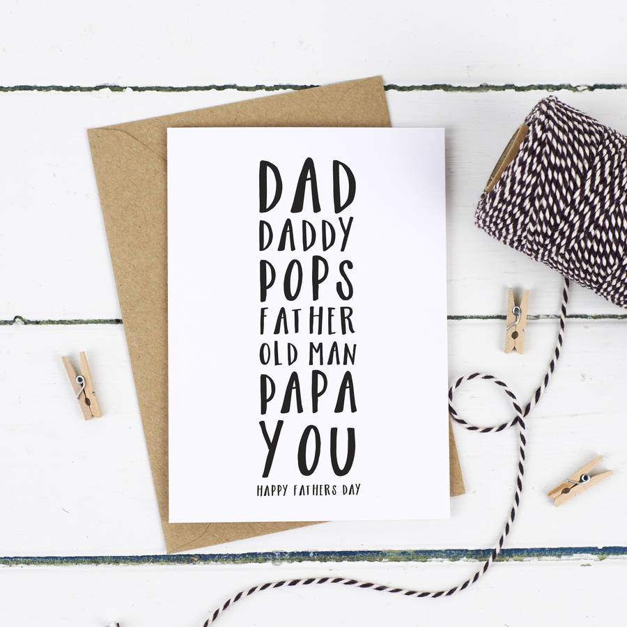 dad's names fathers day card by russet and gray | notonthehighstreet.com