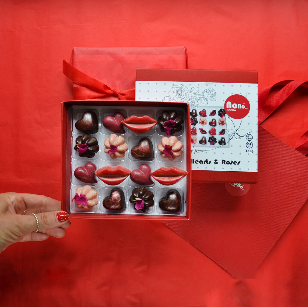 New Nono Cocoa Hearts And Roses Chocolate Gift Box, 1 of 5