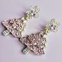 Pink Rhinestone Christmas Tree Statement Earrings, thumbnail 3 of 4