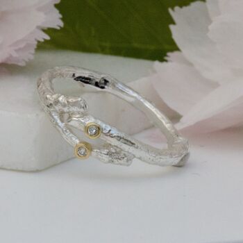 Diamond Forked Twig Wedding Ring, Organic Wedding Band, 5 of 9