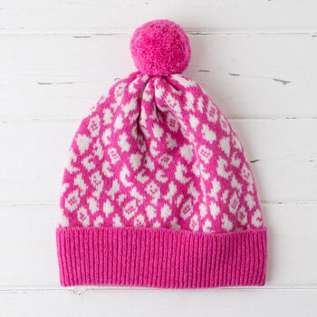 Bright Leopard Knitted Pom Pom Hat, 10 of 11